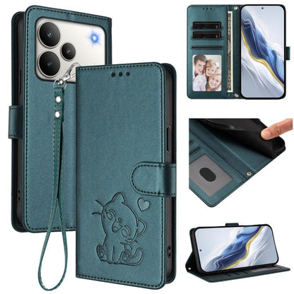 Embossed Heart Cat Leather Phone Case with Hand Strap, For Realme P4 Pro 5G, For Realme P4 5G, For Realme 15T 5G Global, For Realme 15 / 15 Pro 5G Global, For Realme C71 4G Global, For Realme GT 7 5G India, For Realme V70 5G / 14x Global / C75 5G      ...