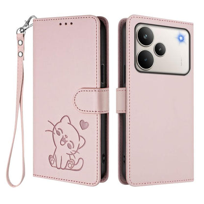 Embossed Heart Cat Leather Phone Case with Hand Strap, For Realme P4 Pro 5G, For Realme P4 5G, For Realme 15T 5G Global, For Realme 15 / 15 Pro 5G Global, For Realme C71 4G Global, For Realme GT 7 5G India, For Realme V70 5G / 14x Global / C75 5G      ...