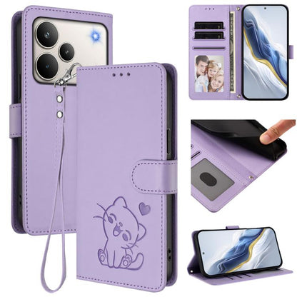 Embossed Heart Cat Leather Phone Case with Hand Strap, For Realme P4 Pro 5G, For Realme P4 5G, For Realme 15T 5G Global, For Realme 15 / 15 Pro 5G Global, For Realme C71 4G Global, For Realme GT 7 5G India, For Realme V70 5G / 14x Global / C75 5G      ...