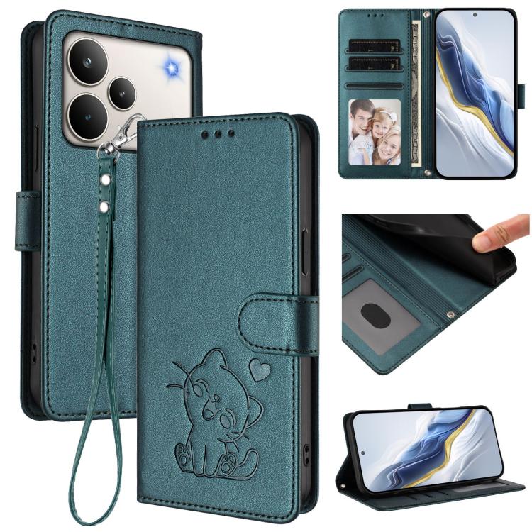 Embossed Heart Cat Leather Phone Case with Hand Strap, For Realme P4 Pro 5G, For Realme P4 5G, For Realme 15T 5G Global, For Realme 15 / 15 Pro 5G Global, For Realme C71 4G Global, For Realme GT 7 5G India, For Realme V70 5G / 14x Global / C75 5G      ...