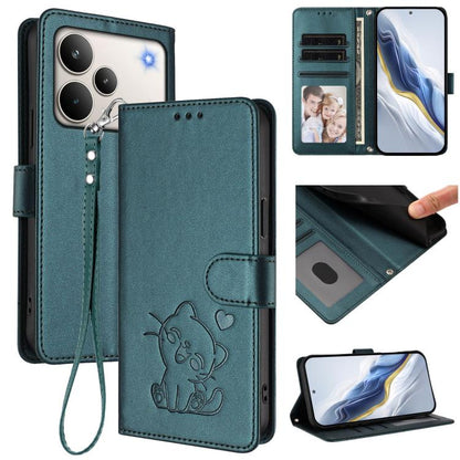 Embossed Heart Cat Leather Phone Case with Hand Strap, For Realme P4 Pro 5G, For Realme P4 5G, For Realme 15T 5G Global, For Realme 15 / 15 Pro 5G Global, For Realme C71 4G Global, For Realme GT 7 5G India, For Realme V70 5G / 14x Global / C75 5G      ...