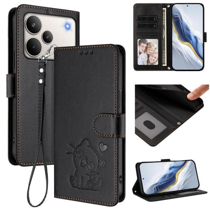 Embossed Heart Cat Leather Phone Case with Hand Strap, For Realme P4 Pro 5G, For Realme P4 5G, For Realme 15T 5G Global, For Realme 15 / 15 Pro 5G Global, For Realme C71 4G Global, For Realme GT 7 5G India, For Realme V70 5G / 14x Global / C75 5G      ...