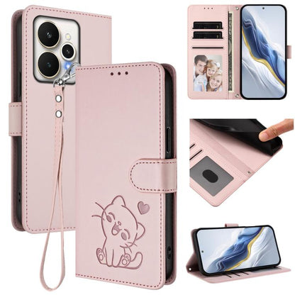Embossed Heart Cat Leather Phone Case with Hand Strap, For Realme P4 Pro 5G, For Realme P4 5G, For Realme 15T 5G Global, For Realme 15 / 15 Pro 5G Global, For Realme C71 4G Global, For Realme GT 7 5G India, For Realme V70 5G / 14x Global / C75 5G      ...