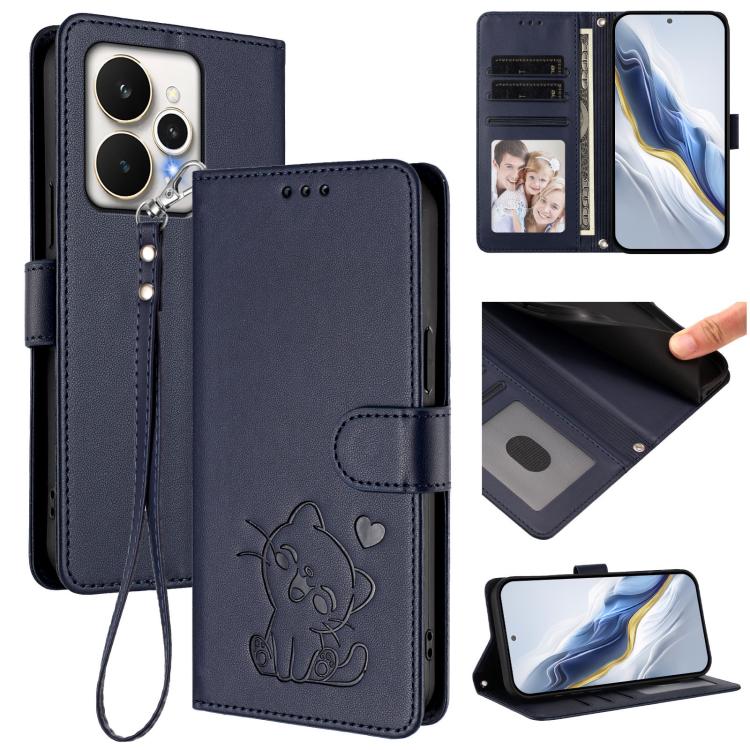 Embossed Heart Cat Leather Phone Case with Hand Strap, For Realme P4 Pro 5G, For Realme P4 5G, For Realme 15T 5G Global, For Realme 15 / 15 Pro 5G Global, For Realme C71 4G Global, For Realme GT 7 5G India, For Realme V70 5G / 14x Global / C75 5G      ...