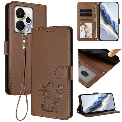 Embossed Heart Cat Leather Phone Case with Hand Strap, For Realme P4 Pro 5G, For Realme P4 5G, For Realme 15T 5G Global, For Realme 15 / 15 Pro 5G Global, For Realme C71 4G Global, For Realme GT 7 5G India, For Realme V70 5G / 14x Global / C75 5G      ...