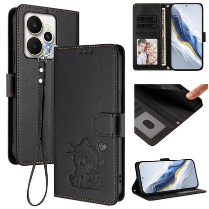 Embossed Heart Cat Leather Phone Case with Hand Strap, For Realme P4 Pro 5G, For Realme P4 5G, For Realme 15T 5G Global, For Realme 15 / 15 Pro 5G Global, For Realme C71 4G Global, For Realme GT 7 5G India, For Realme V70 5G / 14x Global / C75 5G      ...