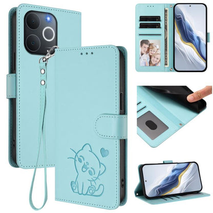 Embossed Heart Cat Leather Phone Case with Hand Strap, For Realme 16T 5G, For Realme C100 5G / C85 4G / 5G / C83 5G, For Realme Note 80 4G Global, For Realme C83 5G India / C85 5G / 15x 5G, For Realme 16 5G, For Realme 16 Pro+ 5G, For Realme 16 Pro 5G ...