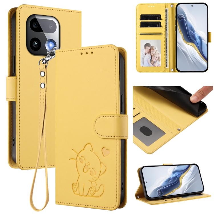 Embossed Heart Cat Leather Phone Case with Hand Strap, For Realme 16T 5G, For Realme C100 5G / C85 4G / 5G / C83 5G, For Realme Note 80 4G Global, For Realme C83 5G India / C85 5G / 15x 5G, For Realme 16 5G, For Realme 16 Pro+ 5G, For Realme 16 Pro 5G ...