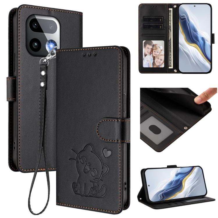 Embossed Heart Cat Leather Phone Case with Hand Strap, For Realme 16T 5G, For Realme C100 5G / C85 4G / 5G / C83 5G, For Realme Note 80 4G Global, For Realme C83 5G India / C85 5G / 15x 5G, For Realme 16 5G, For Realme 16 Pro+ 5G, For Realme 16 Pro 5G ...