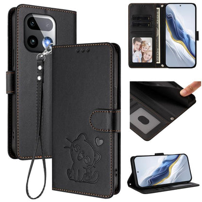 Embossed Heart Cat Leather Phone Case with Hand Strap, For Realme 16T 5G, For Realme C100 5G / C85 4G / 5G / C83 5G, For Realme Note 80 4G Global, For Realme C83 5G India / C85 5G / 15x 5G, For Realme 16 5G, For Realme 16 Pro+ 5G, For Realme 16 Pro 5G ...