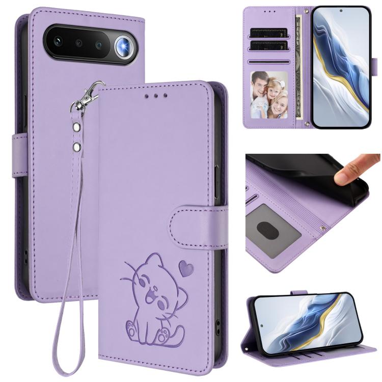 Embossed Heart Cat Leather Phone Case with Hand Strap, For Realme 16T 5G, For Realme C100 5G / C85 4G / 5G / C83 5G, For Realme Note 80 4G Global, For Realme C83 5G India / C85 5G / 15x 5G, For Realme 16 5G, For Realme 16 Pro+ 5G, For Realme 16 Pro 5G ...