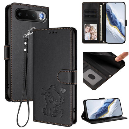 Embossed Heart Cat Leather Phone Case with Hand Strap, For Realme 16T 5G, For Realme C100 5G / C85 4G / 5G / C83 5G, For Realme Note 80 4G Global, For Realme C83 5G India / C85 5G / 15x 5G, For Realme 16 5G, For Realme 16 Pro+ 5G, For Realme 16 Pro 5G ...