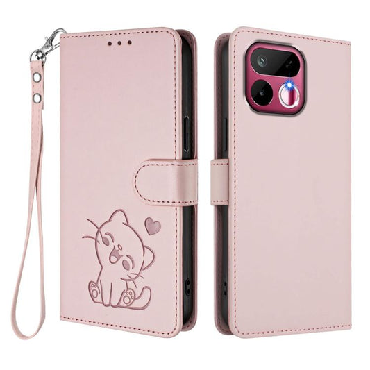 Embossed Heart Cat Leather Phone Case with Hand Strap, For Realme 16T 5G, For Realme C100 5G / C85 4G / 5G / C83 5G, For Realme Note 80 4G Global, For Realme C83 5G India / C85 5G / 15x 5G, For Realme 16 5G, For Realme 16 Pro+ 5G, For Realme 16 Pro 5G ...