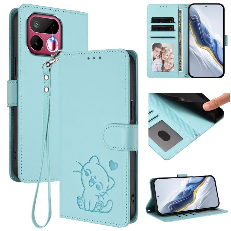 Embossed Heart Cat Leather Phone Case with Hand Strap, For Realme 16T 5G, For Realme C100 5G / C85 4G / 5G / C83 5G, For Realme Note 80 4G Global, For Realme C83 5G India / C85 5G / 15x 5G, For Realme 16 5G, For Realme 16 Pro+ 5G, For Realme 16 Pro 5G ...
