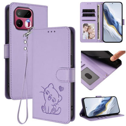 Embossed Heart Cat Leather Phone Case with Hand Strap, For Realme 16T 5G, For Realme C100 5G / C85 4G / 5G / C83 5G, For Realme Note 80 4G Global, For Realme C83 5G India / C85 5G / 15x 5G, For Realme 16 5G, For Realme 16 Pro+ 5G, For Realme 16 Pro 5G ...