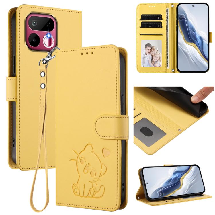 Embossed Heart Cat Leather Phone Case with Hand Strap, For Realme 16T 5G, For Realme C100 5G / C85 4G / 5G / C83 5G, For Realme Note 80 4G Global, For Realme C83 5G India / C85 5G / 15x 5G, For Realme 16 5G, For Realme 16 Pro+ 5G, For Realme 16 Pro 5G ...