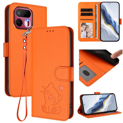 Embossed Heart Cat Leather Phone Case with Hand Strap, For Realme 16T 5G, For Realme C100 5G / C85 4G / 5G / C83 5G, For Realme Note 80 4G Global, For Realme C83 5G India / C85 5G / 15x 5G, For Realme 16 5G, For Realme 16 Pro+ 5G, For Realme 16 Pro 5G ...
