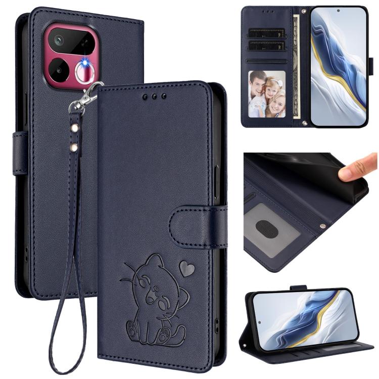 Embossed Heart Cat Leather Phone Case with Hand Strap, For Realme 16T 5G, For Realme C100 5G / C85 4G / 5G / C83 5G, For Realme Note 80 4G Global, For Realme C83 5G India / C85 5G / 15x 5G, For Realme 16 5G, For Realme 16 Pro+ 5G, For Realme 16 Pro 5G ...