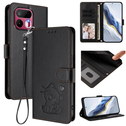 Embossed Heart Cat Leather Phone Case with Hand Strap, For Realme 16T 5G, For Realme C100 5G / C85 4G / 5G / C83 5G, For Realme Note 80 4G Global, For Realme C83 5G India / C85 5G / 15x 5G, For Realme 16 5G, For Realme 16 Pro+ 5G, For Realme 16 Pro 5G ...