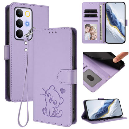 Embossed Heart Cat Leather Phone Case with Hand Strap, For Realme 16T 5G, For Realme C100 5G / C85 4G / 5G / C83 5G, For Realme Note 80 4G Global, For Realme C83 5G India / C85 5G / 15x 5G, For Realme 16 5G, For Realme 16 Pro+ 5G, For Realme 16 Pro 5G ...