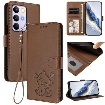 Embossed Heart Cat Leather Phone Case with Hand Strap, For Realme 16T 5G, For Realme C100 5G / C85 4G / 5G / C83 5G, For Realme Note 80 4G Global, For Realme C83 5G India / C85 5G / 15x 5G, For Realme 16 5G, For Realme 16 Pro+ 5G, For Realme 16 Pro 5G ...