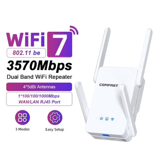 COMFAST CF-WR773BE 3570Mbps WiFi7 Signal Extender Dual Band Gigabit Wireless Repeater
