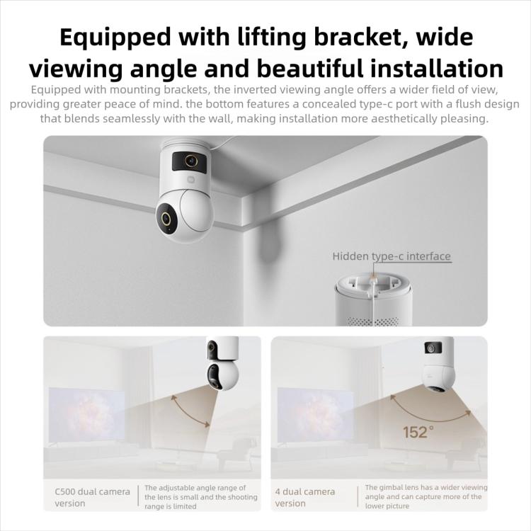 Original Xiaomi Mijia Smart Camera 4 Dual Lens PTZ 360 Degree AI Detection 5MP WiFi 6 Home Security Mi Home APP Camera, Xiaomi Mijia Smart Camera 4 Dual Lens