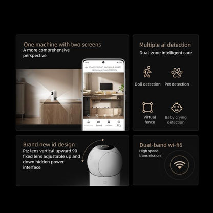Original Xiaomi Mijia Smart Camera 4 Dual Lens PTZ 360 Degree AI Detection 5MP WiFi 6 Home Security Mi Home APP Camera, Xiaomi Mijia Smart Camera 4 Dual Lens