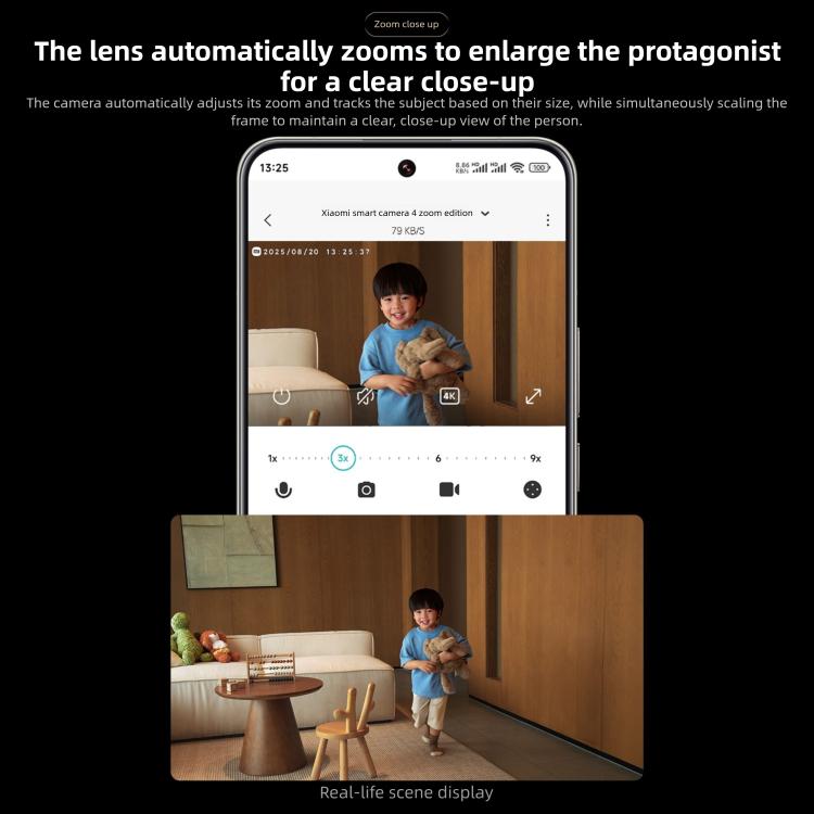 Caméra intelligente Xiaomi Mijia 4 édition Zoom 9X bébé animal de compagnie reconnaissance faciale IA appel gestuel caméra vocale bidirectionnelle pour application Mi Home, caméra intelligente Xiaomi Mijia 4