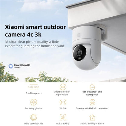 Original Xiaomi Outdoor Camera 4C 3K Full Color Night Vision 5MP IP66 Human Tracking Sound And Light Warning Voice Call Camera, Xiaomi Outdoor Camera 4C 3K