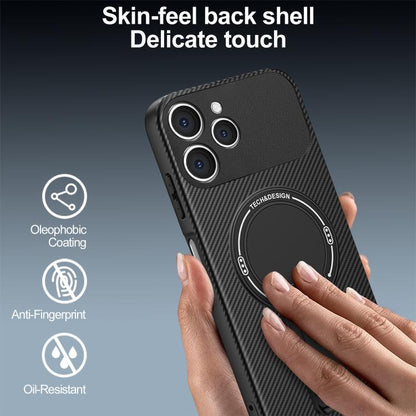 Carbon Fiber Texture MagSafe Phone Case with Holder, For Tecno Spark 40 4G