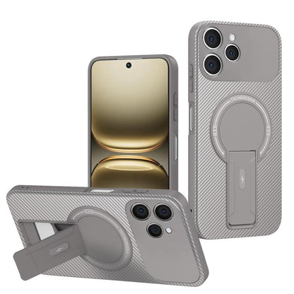 Carbon Fiber Texture MagSafe Phone Case with Holder, For Tecno Spark 40 4G