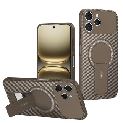 Carbon Fiber Texture MagSafe Phone Case with Holder, For Tecno Spark 40 4G
