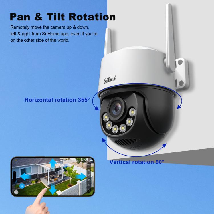Srihome SH072 8MP 2.4 / 5G WiFi Outdoor AI Auto-Tracking Wireless WiFi Security Camera, EU Plug, US Plug, UK Plug, AU Plug