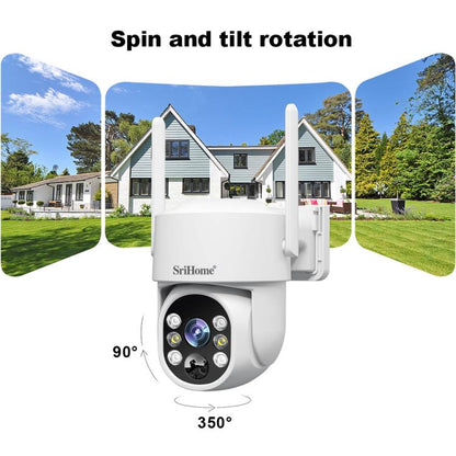 SriHome DH005 4MP 2K Low Power Consumption Wireless Security Camera System with Solar Panel, DH005