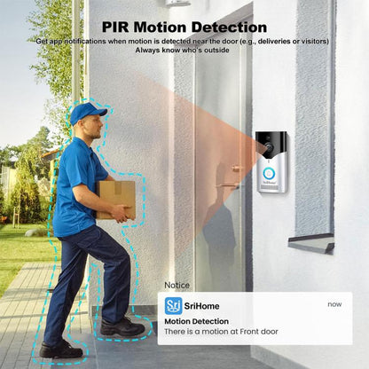 SriHome DH054+DH002 4MP HD Smart WiFi Video PIR Visual Doorbell Set, DH054+DH002