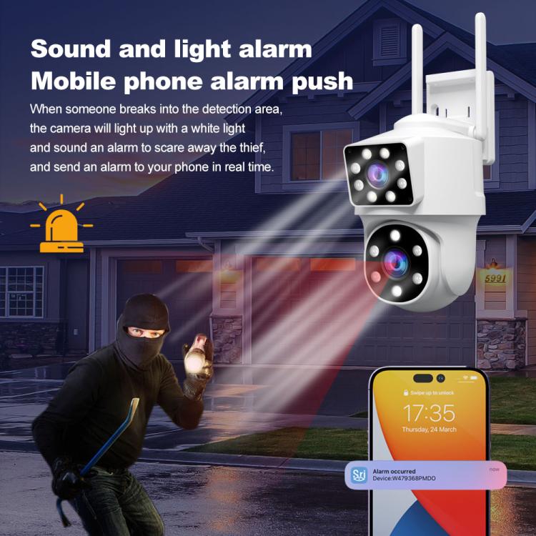 Srihome SH063 4MP Dual Lens Panoramic Surveillance HD Camera, SH063