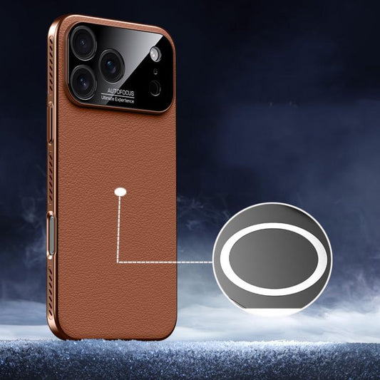 Soft Armor MagSafe Cooling Plain Leather Hybrid PC Phone Case, For iPhone 17 Pro Max, For iPhone 17 Pro, For iPhone 17, For iPhone Air