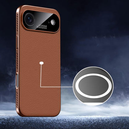 Soft Armor MagSafe Cooling Plain Leather Hybrid PC Phone Case, For iPhone 17 Pro Max, For iPhone 17 Pro, For iPhone 17, For iPhone Air