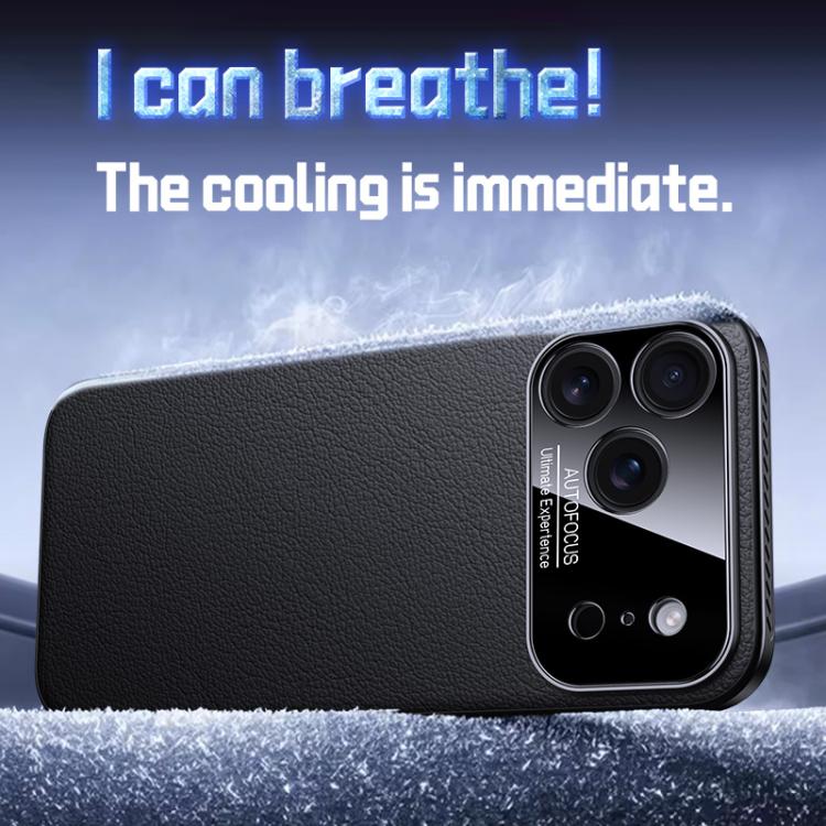 Soft Armor MagSafe Cooling Plain Leather Hybrid PC Phone Case, For iPhone 17 Pro Max, For iPhone 17 Pro, For iPhone 17, For iPhone Air