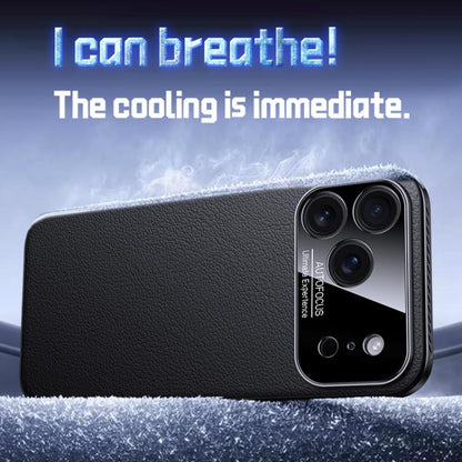Soft Armor MagSafe Cooling Plain Leather Hybrid PC Phone Case, For iPhone 17 Pro Max, For iPhone 17 Pro, For iPhone 17, For iPhone Air