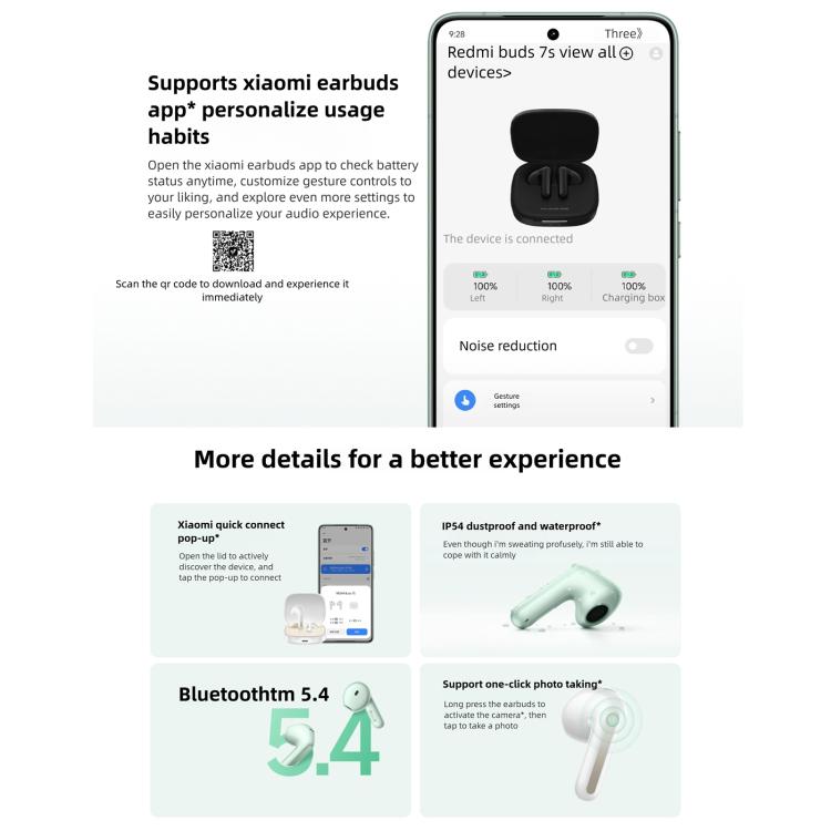 Original Xiaomi REDMI Buds 7S Semi-in-Ear Active Noise Cancelling Bluetooth Earphone