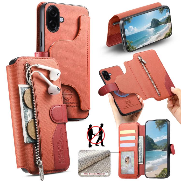 Twill Fabric MagSafe RFID Anti-theft Zipper Wallet Leather Phone Case, For Galaxy A57 5G, For Galaxy A37 5G / A36 5G, For Galaxy A17 4G / 5G, For Galaxy A07 4G / 5G, For Galaxy A56 5G, For Galaxy A26 5G, For Galaxy A16 4G / 5G, For Galaxy A06 4G       ...