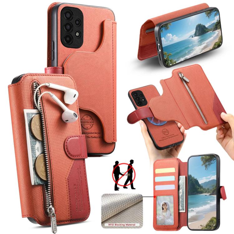 Housse de téléphone en cuir avec portefeuille à fermeture éclair antivol RFID MagSafe en tissu sergé, pour Galaxy A33 5G, pour Galaxy A13 4G, pour Galaxy A13 5G