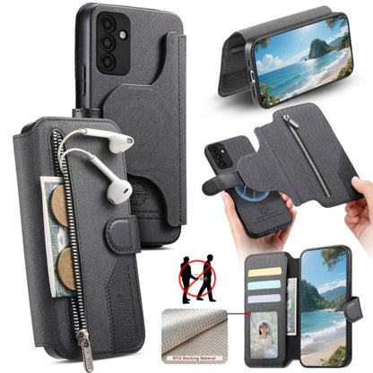 Housse de téléphone en cuir avec portefeuille à fermeture éclair antivol RFID MagSafe en tissu sergé, pour Galaxy A33 5G, pour Galaxy A13 4G, pour Galaxy A13 5G