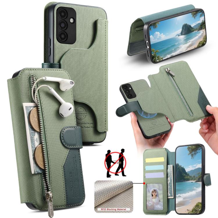 Housse de téléphone en cuir avec portefeuille à fermeture éclair antivol RFID MagSafe en tissu sergé, pour Galaxy A33 5G, pour Galaxy A13 4G, pour Galaxy A13 5G