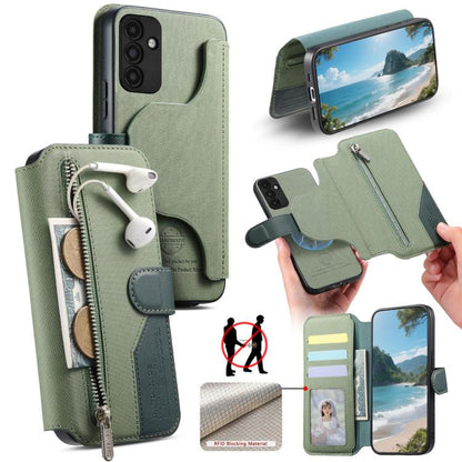 Housse de téléphone en cuir avec portefeuille à fermeture éclair antivol RFID MagSafe en tissu sergé, pour Galaxy A33 5G, pour Galaxy A13 4G, pour Galaxy A13 5G