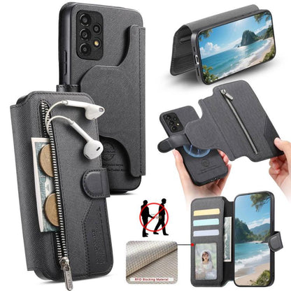 Housse de téléphone en cuir avec portefeuille à fermeture éclair antivol RFID MagSafe en tissu sergé, pour Galaxy A33 5G, pour Galaxy A13 4G, pour Galaxy A13 5G