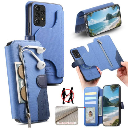 Housse de téléphone en cuir avec portefeuille à fermeture éclair antivol RFID MagSafe en tissu sergé, pour Galaxy A33 5G, pour Galaxy A13 4G, pour Galaxy A13 5G