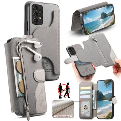 Housse de téléphone en cuir avec portefeuille à fermeture éclair antivol RFID MagSafe en tissu sergé, pour Galaxy A33 5G, pour Galaxy A13 4G, pour Galaxy A13 5G
